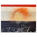 Philip Baker (b.1951) Curtain - Original Framed Oil, Crayon & Graphite on Book Plate