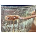 LR - Antique French Copper Vat with Iron Handles, Verdigris Patina