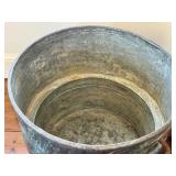 LR - Antique French Copper Vat with Iron Handles, Verdigris Patina