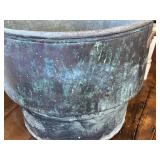 LR - Antique French Copper Vat with Iron Handles, Verdigris Patina