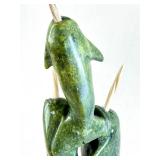 CB - Cape Dorset Narwhal Composition Inuit Serpentine & Antler Sculpture