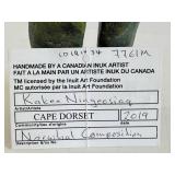 CB - Cape Dorset Narwhal Composition Inuit Serpentine & Antler Sculpture