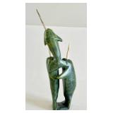 CB - Cape Dorset Narwhal Composition Inuit Serpentine & Antler Sculpture