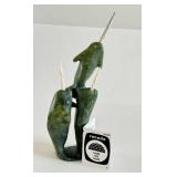 CB - Cape Dorset Narwhal Composition Inuit Serpentine & Antler Sculpture