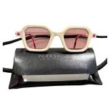 Kuboraum Maske P9 Sunglasses - White Frame, Pink Lenses, Made in Italy w Leather Case