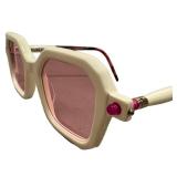 Kuboraum Maske P9 Sunglasses - White Frame, Pink Lenses, Made in Italy w Leather Case