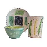 K2 - Amy Sabrina Leaf Motif Stoneware 1995 3-Piece Set