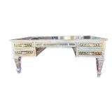 O - Elegant Mirrored Desk With Gold Inlay