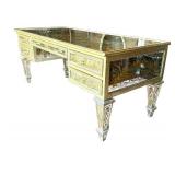 O - Elegant Mirrored Desk With Gold Inlay