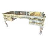 O - Elegant Mirrored Desk With Gold Inlay