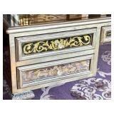 O - Elegant Mirrored Desk With Gold Inlay