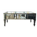 O - Elegant Mirrored Desk With Gold Inlay