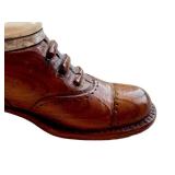 Antique Victorian Snuff Box - Wood & Bone Carved Boot with Red Gem Accent