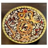 O - Cloisonné Dragon Bowl 8 Dia - Black Enamel with Gold Dragons