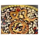 O - Cloisonné Dragon Bowl 8 Dia - Black Enamel with Gold Dragons