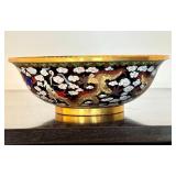 O - Cloisonné Dragon Bowl 8 Dia - Black Enamel with Gold Dragons