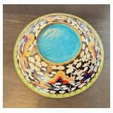 O - Cloisonné Dragon Bowl 8 Dia - Black Enamel with Gold Dragons