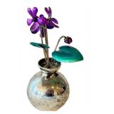 Miniature Sterling Silver Vase with Flowers