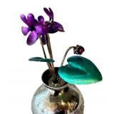 Miniature Sterling Silver Vase with Flowers