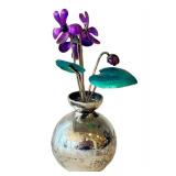 Miniature Sterling Silver Vase with Flowers