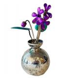 Miniature Sterling Silver Vase with Flowers
