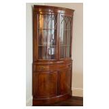 DR - Vintage Curved Corner Curio Cabinet with Glass Doors - Wood Veneer