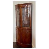 DR - Vintage Curved Corner Curio Cabinet with Glass Doors - Wood Veneer