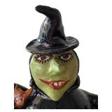K - Witch Figurines (Lot of 2) Ceramic Green Halloween Decor