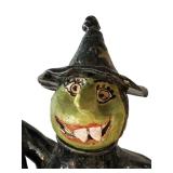 K - Witch Figurines (Lot of 2) Ceramic Green Halloween Decor