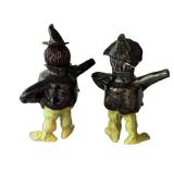 K - Witch Figurines (Lot of 2) Ceramic Green Halloween Decor