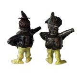 K - Witch Figurines (Lot of 2) Ceramic Green Halloween Decor