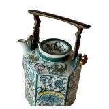 CD - Vintage Hand-painted Porcelain Chinese Hexagonal Teapot