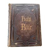 Antique Harper & Brothers 1843 Holy Bible - Leather Bound, 13 x 10 x 4 in, 1,600 Engravings