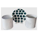 Astier de Villeneuve Paris Plate & 2 Ribbed Cylinders