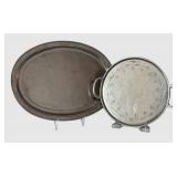 K - Cosi Tabellini Vintage Italian Pewter Oval Tray Set (Lot of 2)