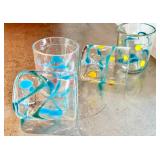 CF - Wackie Dot Glass Tumblers - Set of 4 Handblown & Signed