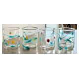 CF - Wackie Dot Glass Tumblers - Set of 4 Handblown & Signed