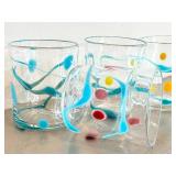 CF - Wackie Dot Glass Tumblers - Set of 4 Handblown & Signed