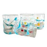 CF - Wackie Dot Glass Tumblers - Set of 4 Handblown & Signed