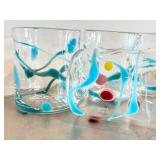 CF - Wackie Dot Glass Tumblers - Set of 4 Handblown & Signed