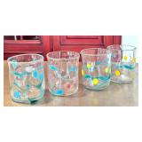 CF - Wackie Dot Glass Tumblers - Set of 4 Handblown & Signed