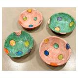 KP - V. Wood Four Ceramic Bowls, Handcrafted, Signed