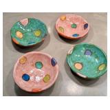 KP - V. Wood Four Ceramic Bowls, Handcrafted, Signed