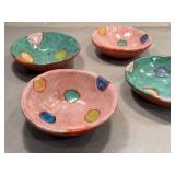 KP - V. Wood Four Ceramic Bowls, Handcrafted, Signed