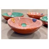 KP - V. Wood Four Ceramic Bowls, Handcrafted, Signed
