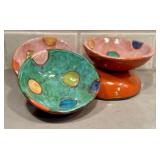 KP - V. Wood Four Ceramic Bowls, Handcrafted, Signed