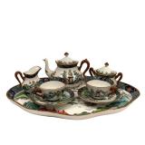 Vintage Crown Staffordshire Chinese Willow Miniature Tea Set on Tray