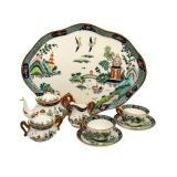Vintage Crown Staffordshire Chinese Willow Miniature Tea Set on Tray