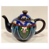 Miniature Cloisonné Teapot - 2.5-Inch Floral Pattern