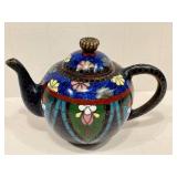 Miniature Cloisonné Teapot - 2.5-Inch Floral Pattern